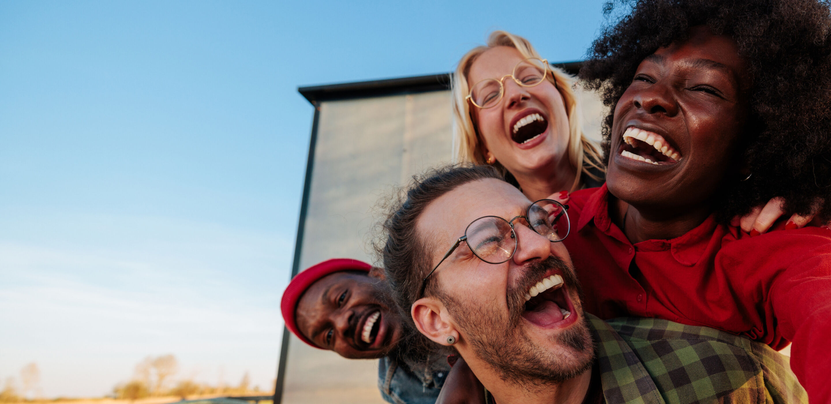Group of people having fun and laughing