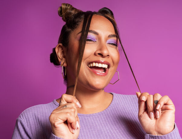 Woman smiling wearing contact lenses